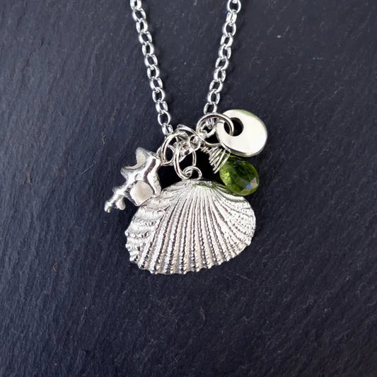'Wave' necklace with Peridot - Silver