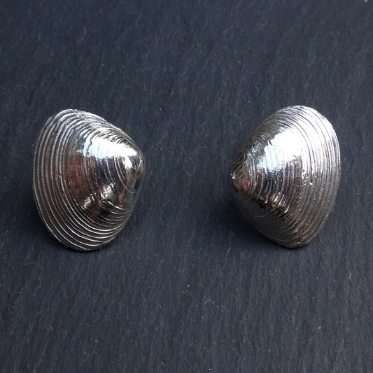 Clam Shell Studs - Silver