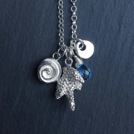 'Dive' necklace with Topaz - Silver