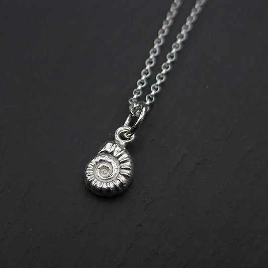 Cast Ammonite Pendant, Small - Silver