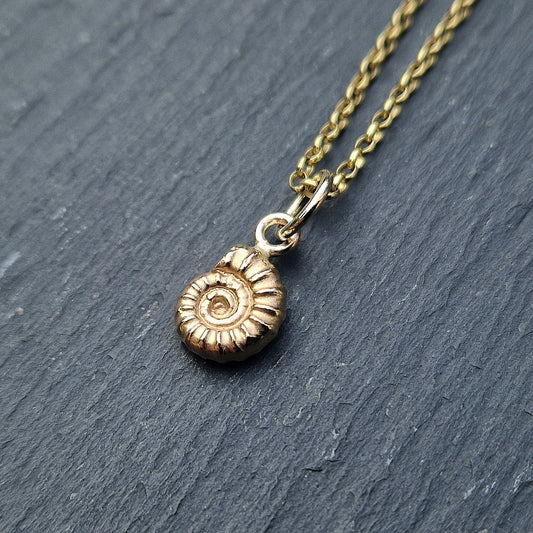 Cast Ammonite Pendant, Small - Gold