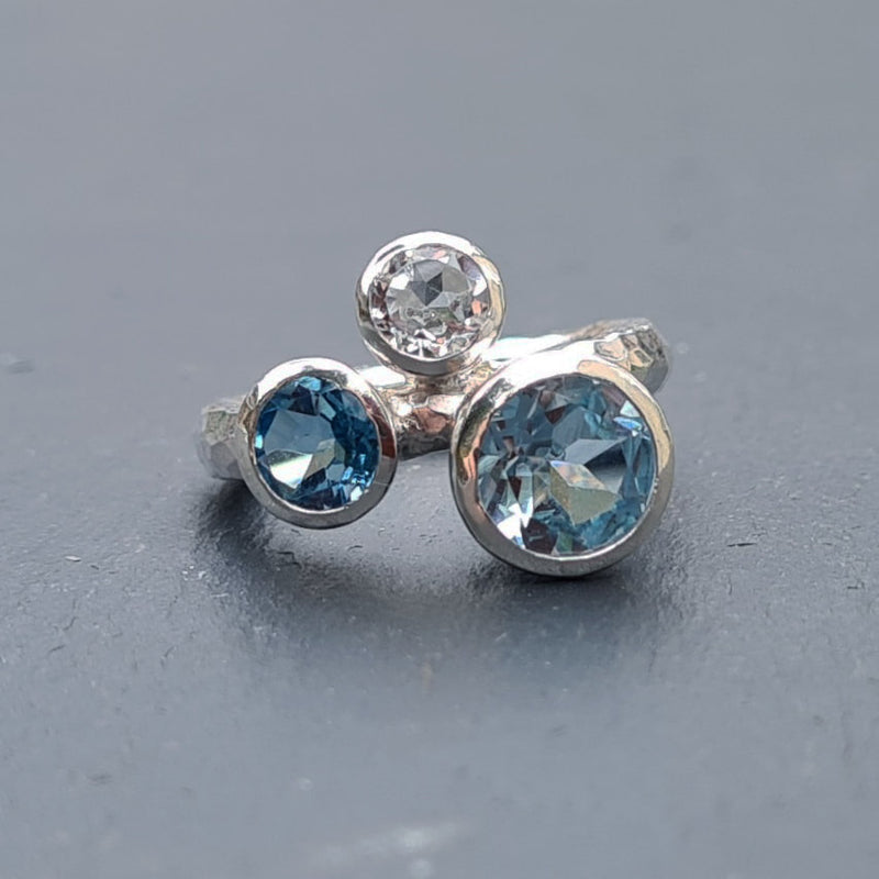 Silver and blue topaz ring, 2021