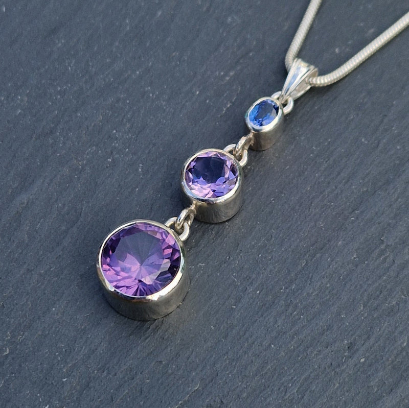 Silver, alexandrite, amethyst & sapphire pendant, 2025