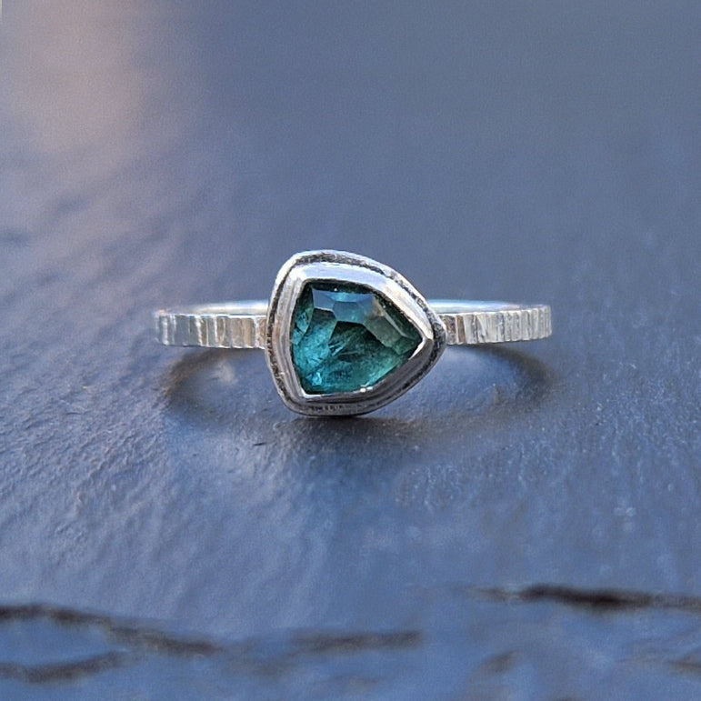 Silver and rose-cut teal tourmaline, 2023