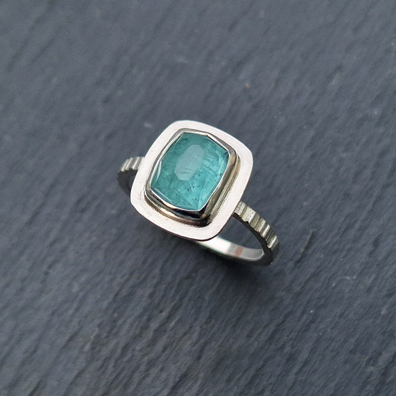 Silver and teal tourmaline ring, 2024