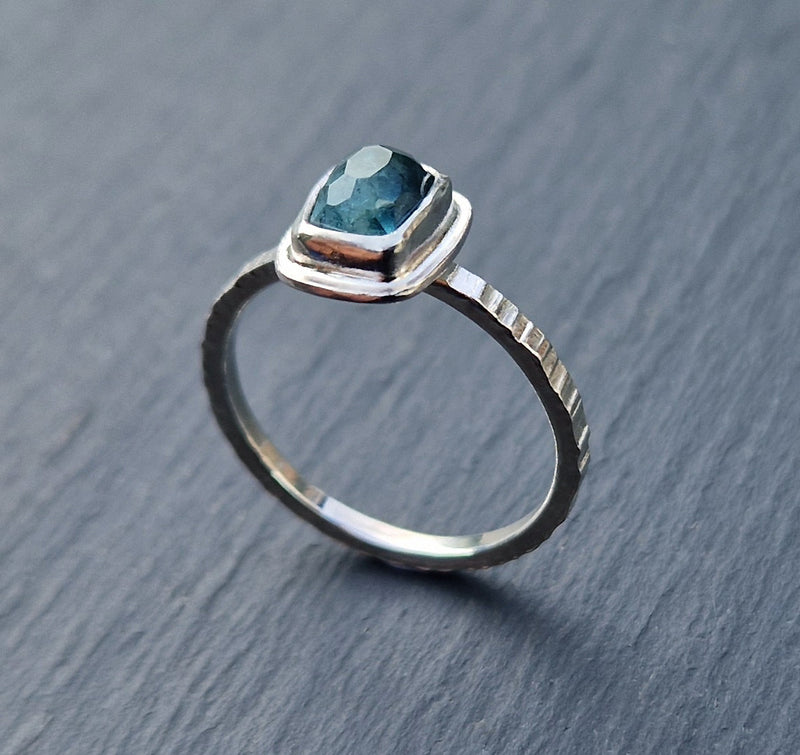 Silver ring and rose-cut teal tourmaline, 2023