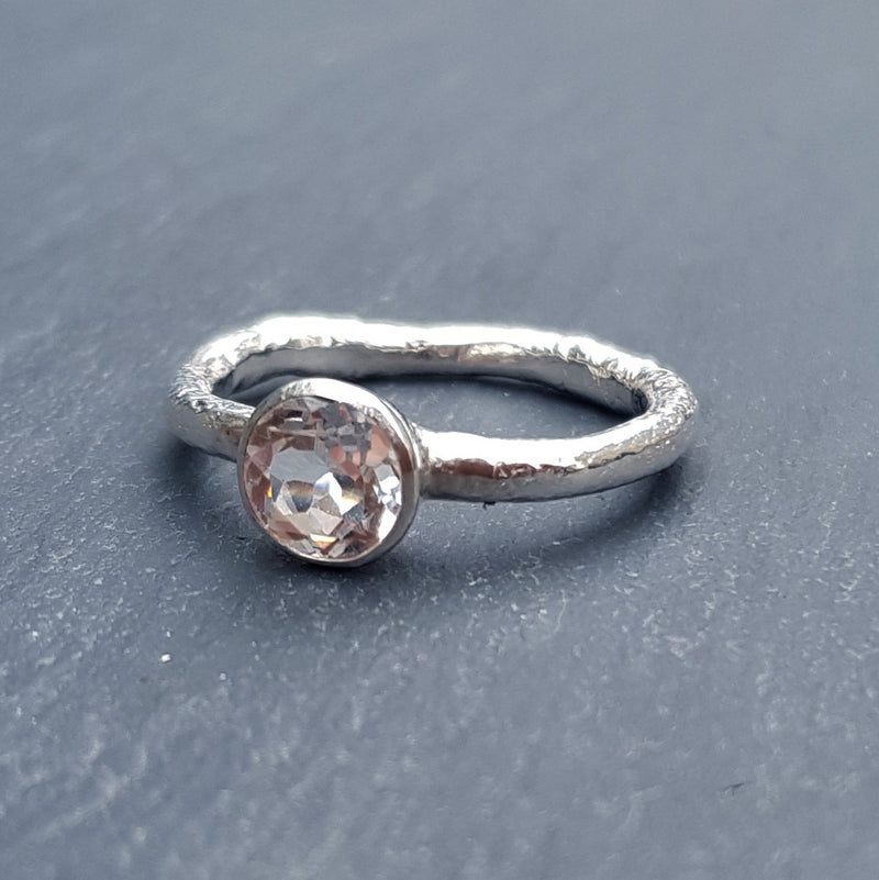 Silver and white topaz ring, 2019
