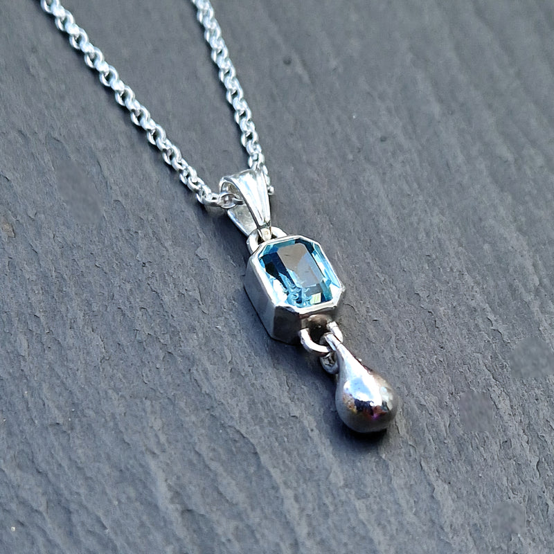 silver & aquamarine pendant, 2025
